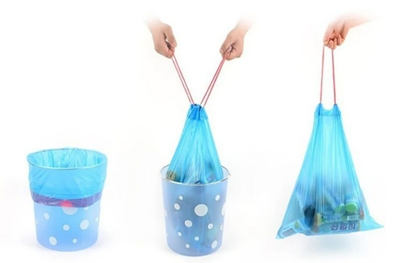 Manipolazione di superfici in incisione di plastica cucina alta corda di tiro bidone della spazzatura sacchetto di spazzatura su rotolo