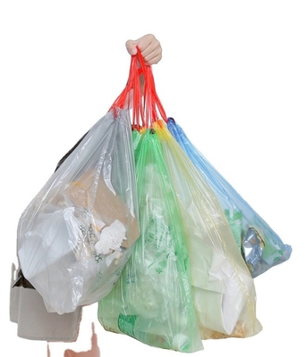 Sacchetto per rifiuti in PE riciclato colorato Sacchetto per rifiuti a corda per una soluzione ecologica