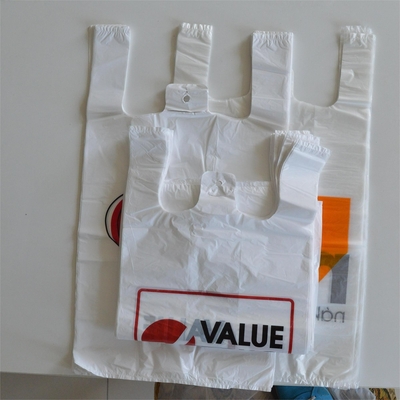 Borsa da maglietta nera in plastica in HDPE per lo shopping nei supermercati