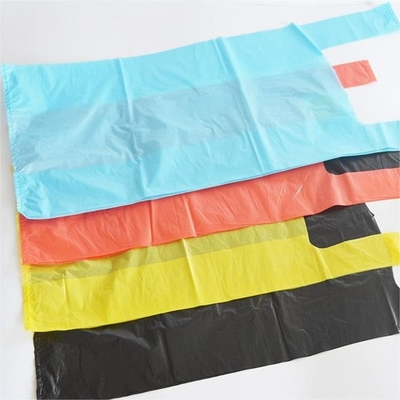 Borsa da maglietta nera in plastica in HDPE per lo shopping nei supermercati
