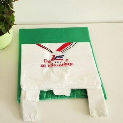 Borsa da maglietta nera in plastica in HDPE per lo shopping nei supermercati