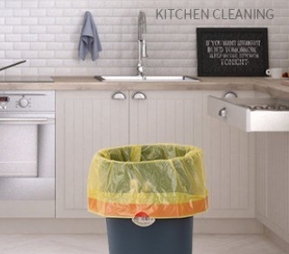 Produzione di massa di sacchetti per la spazzatura a corda di trazione per uso domestico con design ispessito