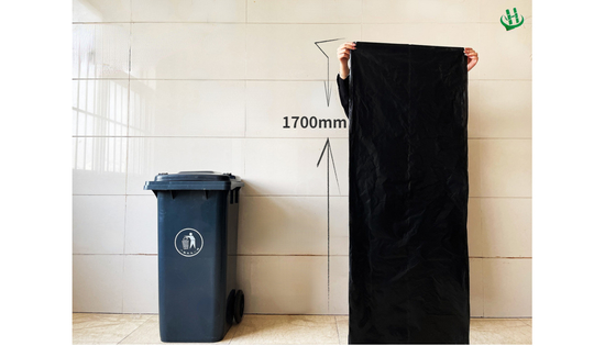 Ordine su misura accettato sacchetto nero di plastica per grandi contenitori di rifiuti