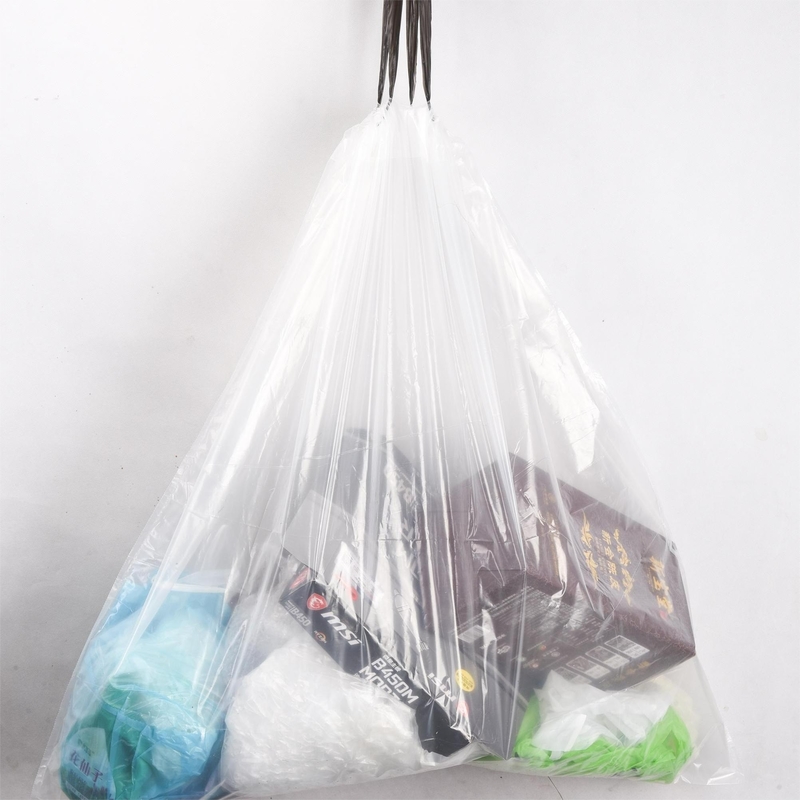 5-50 micron spessore PE sacchetto di spazzatura di plastica a corda di trazione per imballaggio di rifiuti trasparenti