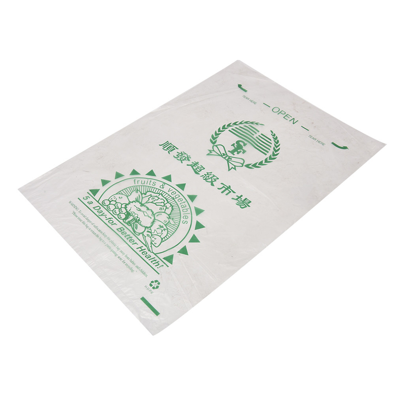 Opzione di logo personalizzato Plastica trasparente ad alta pressione PE imballaggio piatto Produrre sacchetto su rotolo