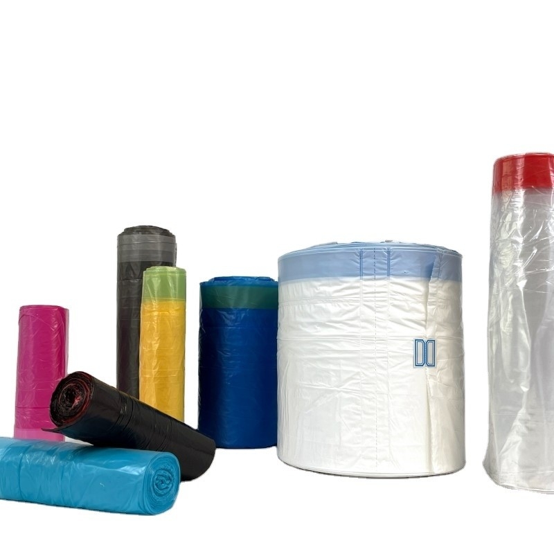 Confezionatori di sacchetti per rifiuti in plastica HDPE piegate individualmente su rotolo su ordinazione personalizzata