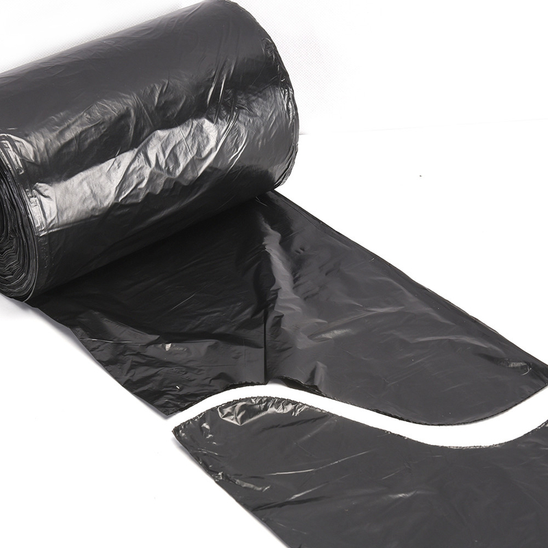 Beige PE Plastic HDPE/LDPE Flap Tie Bag Trash Garbage Bag per il marchio personalizzato diretto